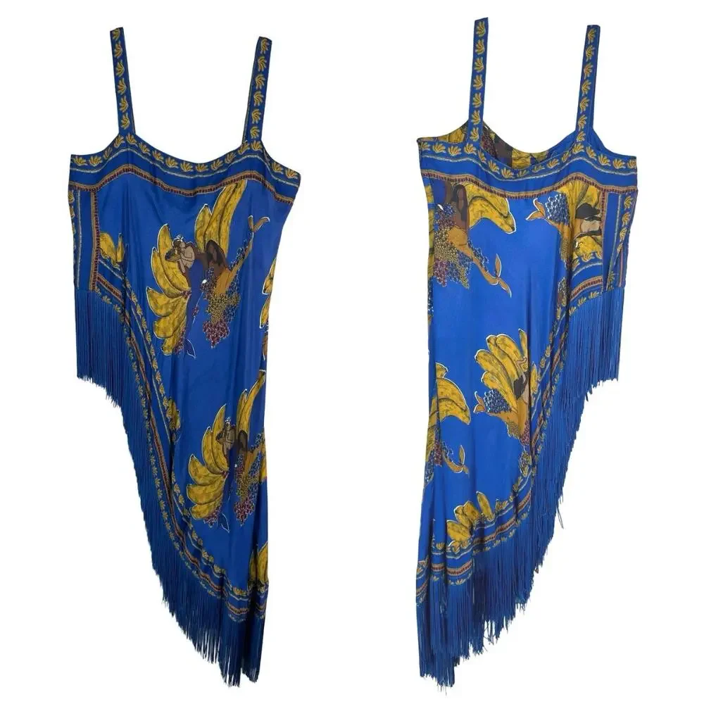 Farm Rio Blue Mermaid Bananas Scarf Tunic Pants Set M Top L Pants